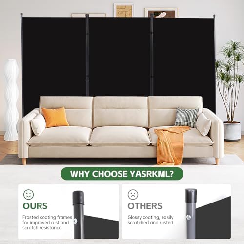 3 Panel Folding Room Divider, Sturdy Frame Freestanding Wall Divider - Image 2