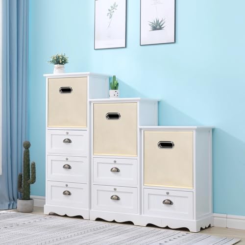 Black Foldable Storage Cubes Bins, Fabric Storage Box Cubes Organizer Baskets with Dual Handles for Home Organizer,Set of 6,(Creamy-White) - Image 4