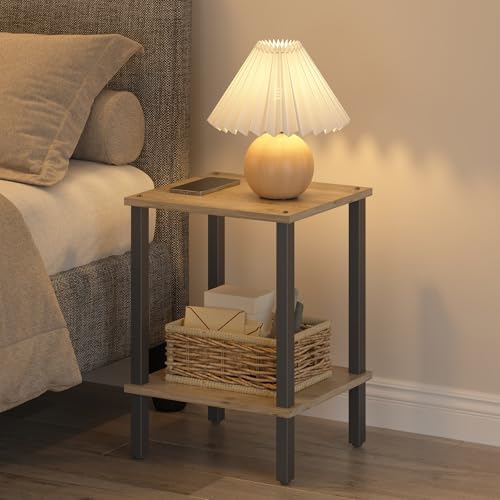 TUTOTAK End Table, Set of 2, Side Table, Nightstand, 2-Tier Storage Shelf - Image 4