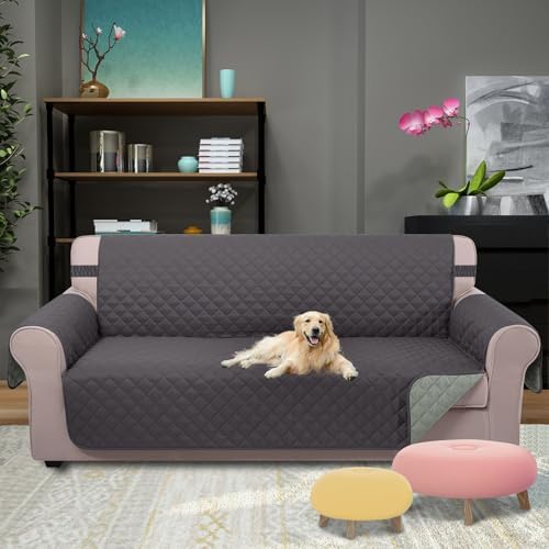 U-NICE HOME 4 Seater Sofa Cover 91''Large Couch Cover, Dark Grey/Light Grey - Image 2
