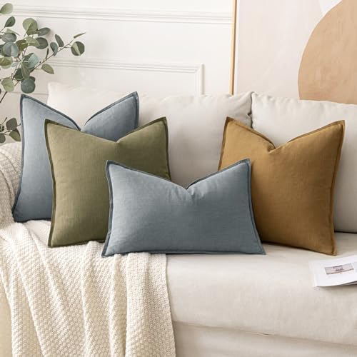 MIULEE Decorative Linen Pillow Covers 18x18 Inch Gray - Image 4