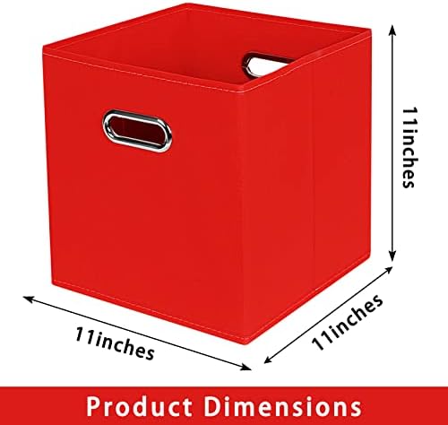 Fabric storage bins Cubes, Fabric Cube Organizer with Handle, Foldable Cube Bins for Cloth or Accessary Storage, 11x11x11, Set of 8, (Red) - Image 2