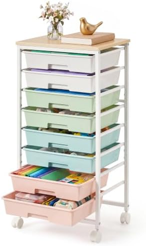 VASAGLE Rolling Cart with Drawers, Craft Organizers and Storage, Multicolor by Unknown