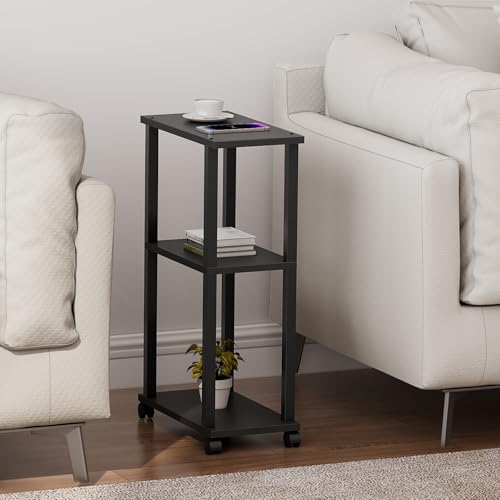 TUTOTAK Small Side Table, Narrow End Table with Wheels, Bedside Table - Image 4