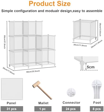 AWTATOS 8 Cube Storage Organizer, Closet Organizer Storage Shelf, Clear - Image 5