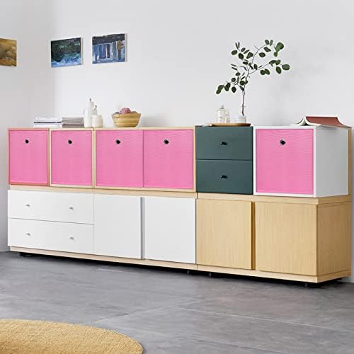 Foldable Storage Cubes Bins ,11 Inch Cloth Storage Cube Fabric Storage Box Cubes Organizer Baskets with Handles for Home Organizer Set of 3 (Pink) - Image 5