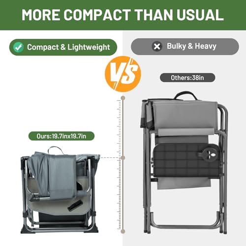 TIMBER RIDGE 400lbs Heavy Duty Camping Chair Portable Directors Chair - Image 5