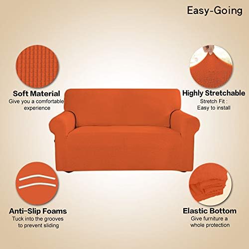 Easy-Going Stretch Couch Covers for Sofa Washable Large Orange - Image 3