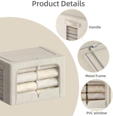 FHSQX 3 Pack Clothes Storage Bins, Beige, 16.5x12.2x12.2inch(40L) - Image 6