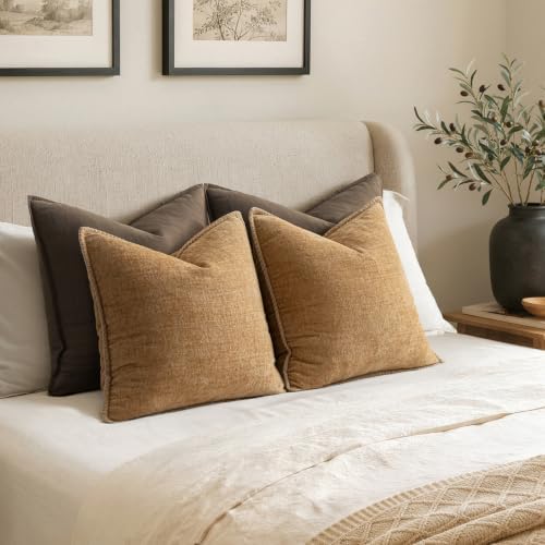 MIULEE Decorative Couch Throw Pillow Covers 20x20 Inch Apricot Brown 2 Pack - Image 6