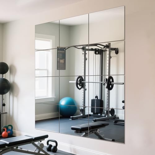 12Pcs 12″×14″ Glass Gym Mirror for Home Gym, HD Wall Mirror Tiles for Home Gym, Bedroom, Living Room, Door, Closet - Image 7