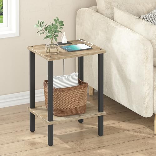 TUTOTAK End Table with Charging Station, Side Table Set of 2, Nightstand - Image 2
