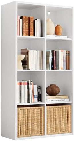 IRONCK 8-Cube Storage Organizer, Reversible Vertical Bookshelf, White by IRONCK