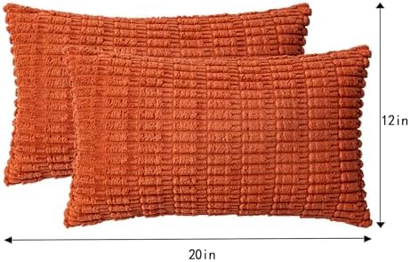 Aegero Pack of 2 Corduroy Decorative Throw Pillow Covers 12x20 Inch, Rust - Image 4