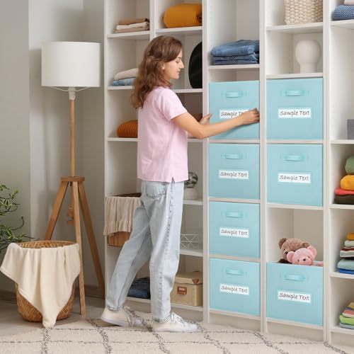 Fabric storage cubes (8 Pack) 13 Inch Cube Storage Bin, cube organizer bins with 8 Labels Window Cards & a Pen, Foldable cube organizer bins and Storage Box, Sky Blue - Image 4