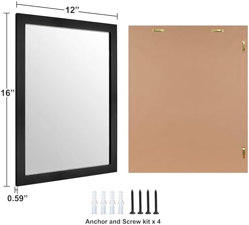 Ruomeng Wall Mirror Rectangle Decorative Mirror 12x16 Inch, Black - Image 5