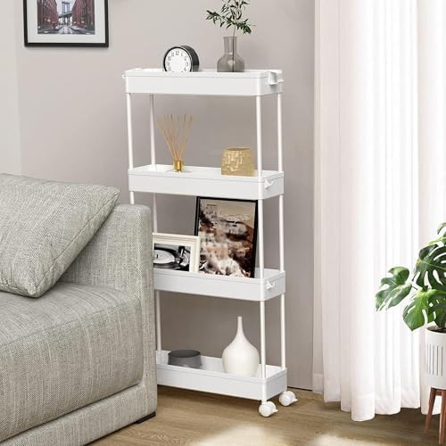 SPACELEAD 2-piece Set Slim Storage Cart 3 Tier,Bathroom Organizer Rolling Utility,Mobile Shelving Unit Slide Out for Office, Kitchen, Laundry Room & Narrow Places - Image 4