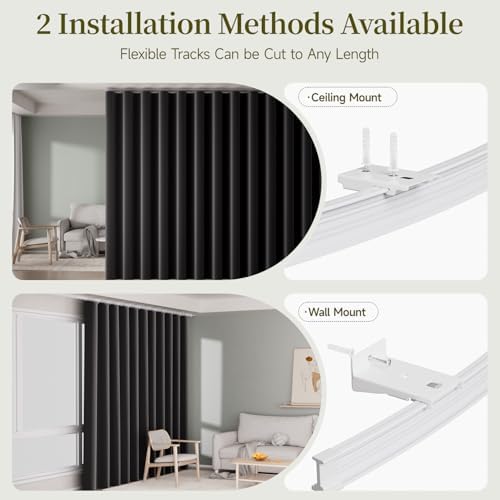 Room Divider Curtains Set, Extra Wide Blackout Curtains with Ceiling Track - Image 5