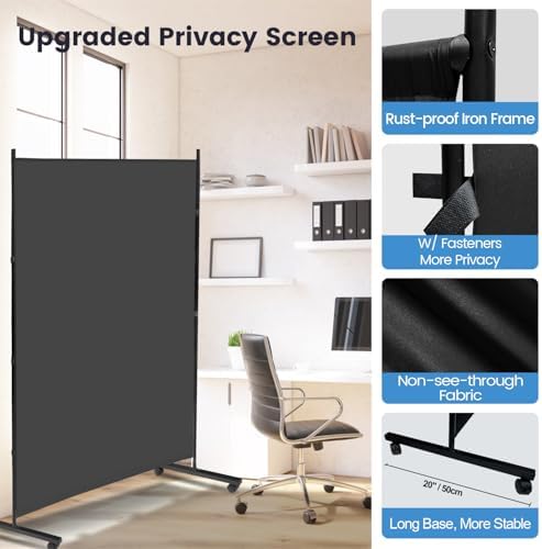 MAYOLIAH Large Single Panel Room Divider 71”W x 75”H Rolling Privacy Screen - Image 5