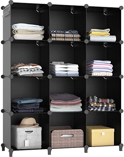 HOMIDEC Closet Organizers and Storage, 12 Cube Storage Organizer, Black by DecorateYourHome