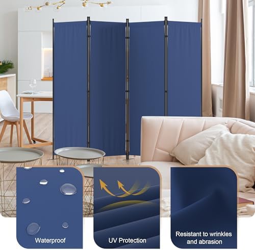 Partition Room Divider 4 Panel Portable Wall with 3 Wider Feet - Image 5