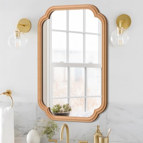 Ferytange Wood Mirror for Bathroom, 20" x 30" Rectangular Wall Mirror for Bathroom Vanity with Wooden Frame Farmhouse Rounded Corner Wall Mirror Decor (Horizontal/Vertical) by FerytangeHome