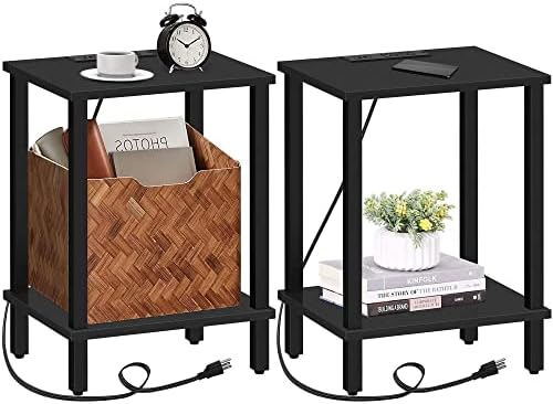 TUTOTAK End Table with Charging Station, Side Table Set of 2, Nightstand by ChoosetutotakFurnitureBuildYourCozyHome