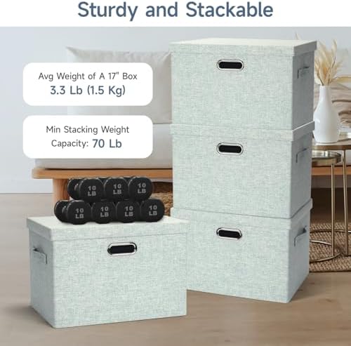 Storage Bins with Lids Fabric Closet Organizers Cubes Office Organization - Image 3