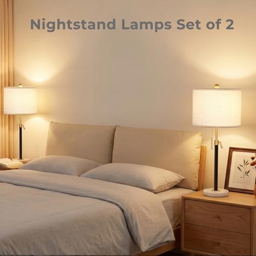 Qingmiao Gold Table Lamps Set of 2, 22" to 30" Adjustable Nightstand Lamps for Bedroom, Dimmable End Table Lamps for Living Room Console Entry Farmhouse Home Decor, New House Warming Gifts - Image 5