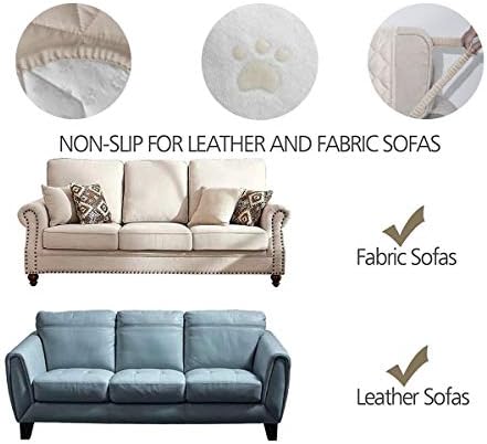 Ameritex Couch Sofa Slipcover 100% Waterproof Nonslip Quilted Furniture Protector Slipcover for Dogs, Children, Pets Sofa Slipcover Machine Washable (Beige, 78'') - Image 3