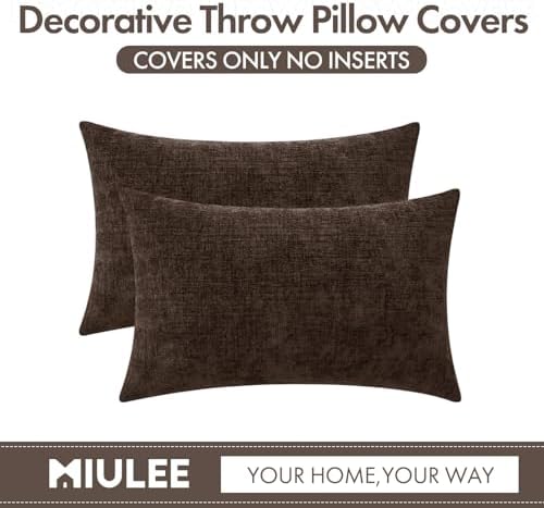 MIULEE Chenille Fall Lumbar Throw Pillow Covers Chocolate Brown 12x20 - Image 6