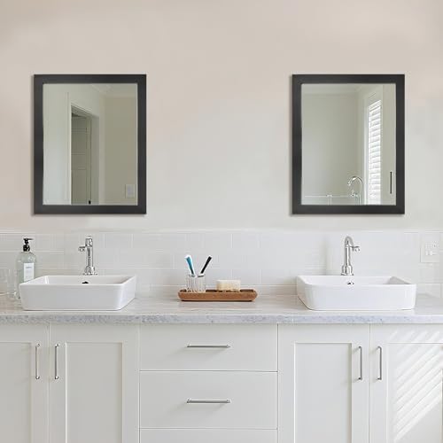 Rectangular Wall Mirror 20x16 Inch Bathroom Mirror for Over Sink, Black - Image 5