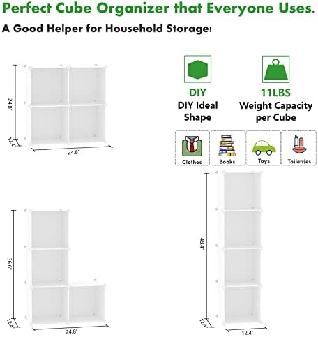C&AHOME Plastic Cube Storage Organizer, 4-Cube Shelves Units, Milky - Image 3