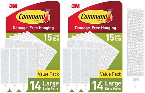 Command 15 lb Large Picture Hanging Strips 28 Pairs (56 Strips), Damage-Free Hanging Picture Hangers, No Tools Wall Hanger for Home Decor, White Adhesive by Unknown