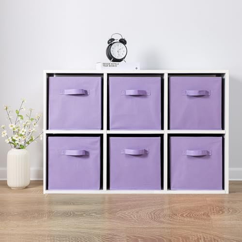 Stero Fabric Storage Bins 6 Pack Fun Colored Durable Storage Cubes with Handles Foldable Cube Baskets for Home, Kids Room, Closet and Toys Organization Purple - Image 4
