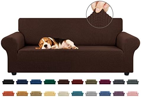 KEKUOU Stretch Couch Covers for Sofa, 3 Cushion Couch Slipcover,Chocolate by KEKUOU