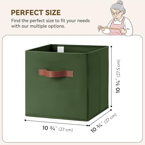 GRANNY SAYS 11 Inch Cube Storage Bins, Cube Organizer, Olive Green, 6-Pack - Image 2
