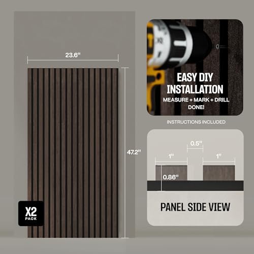 2-Pack Wood Panels for Wall - Acoustic Wood Slat Wall Panels, Soundproof Wooden Paneling for Interior Decor - Image 5