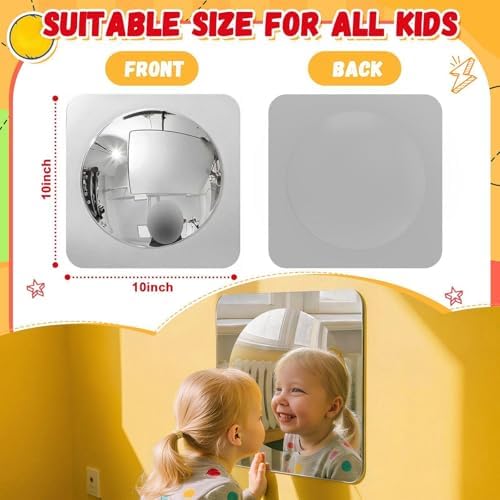 Geiserailie 1 Pc Sensory Wall Bubble Mirrors, 10 x 10 Inch, CPC Certified - Image 2