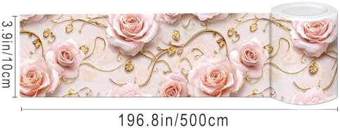 IVN Wallpaper Border Peel and Stick Wall Romantic Pink Rose 4x196 Inch - Image 3