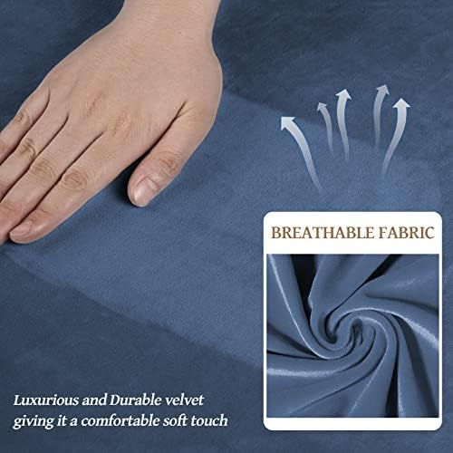WEERRW Velvet Stretch 3 Pieces Couch Cover for Sofa Washable, Light Blue - Image 4