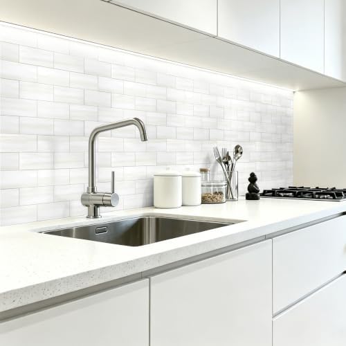 Art3d 102-Pack Peel and Stick Backsplash on Subway Tile, Cream White - Image 3