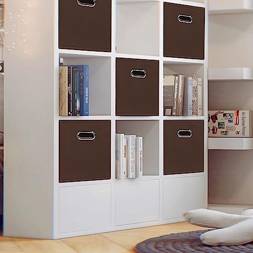 Black Foldable Storage Cubes Bins , Fabric Storage Box Cubes Organizer Baskets with Dual Handles for Home Organizer (Coffee) - Image 4