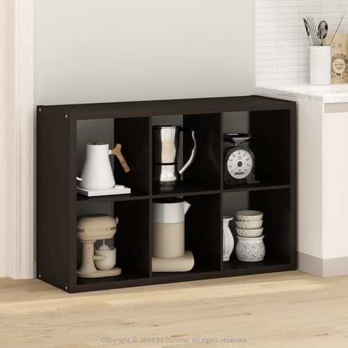 Furinno HERMITE 6-Cube Kitchen Island, Extra Thick Coffee Bar, Dark Oak - Image 6
