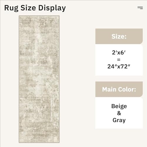 Soalmost Abstratc Runner Rug 2x6 Kitchen Hallway Runners Beige/Gray - Image 5