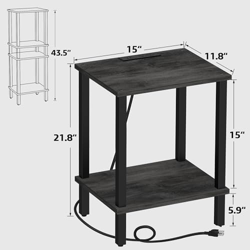 TUTOTAK End Table with Charging Station, Side Table Set of 2, Nightstand - Image 3