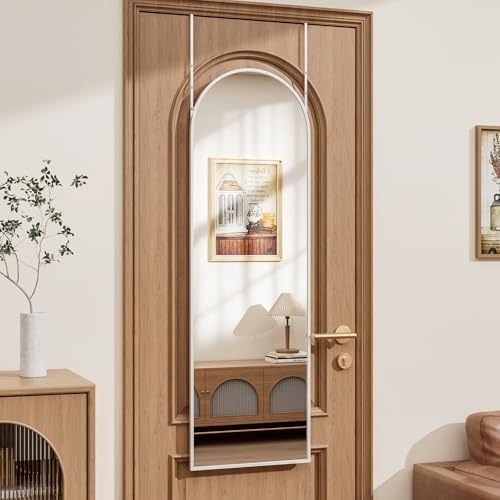 Rowjut Full Length Door Mirror, Wall Mounted Wall Mirrors, 50"X16" Arched Behind Door Mirror for Use in Living Rooms, Rooms, Bedrooms, Cloakrooms, etc. Durable & Stylish Home Decor (White) by Rowjut