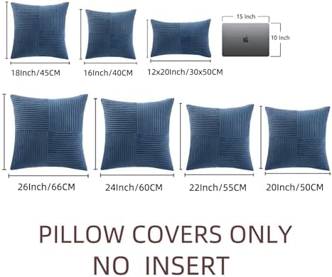 Fancy Homi 2 Packs Dusty Blue Lumbar Decorative Throw Pillow Covers 12x20 Inch for Couch Bed Sofa, Rustic Farmhouse Boho Home Decor, Soft Striped Corduroy Rectangle Accent Cushion Case 30x50 cm - Image 6