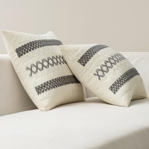 MIULEE Set of 2 Gray Boho Decorative Lumbar Pillow Covers 12x20 Inch - Image 6