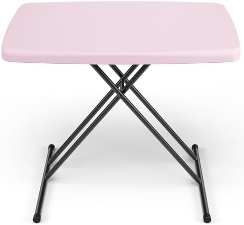 Folding Table 30 Inch - Small Desk Adjustable Height TV Tray for Laptop, Couch, Camping - Heavy Duty Utility Foldable Table for Small Spaces, No Assembly Required, Pink Granite by FoldingFurniture